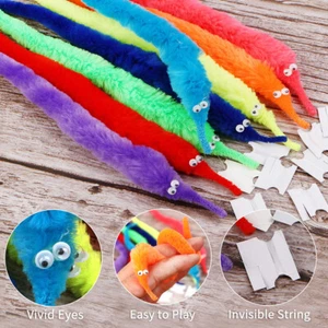 UP200PCS Magic Trick Twist Wiggly Worm Furry Teaser Funny Party Toy Xmas Gift - Picture 1 of 18