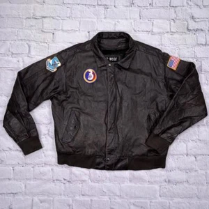 Vintage U2 Wear Me Out Heavyweight Fleece Lined Leather Bomber Flight Jacket - Picture 1 of 8