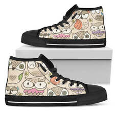 Owl Design High,Top Women's Canvas Shoes, Streetwear, High Quality