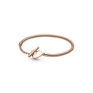 NEW Authentic PANDORA Rose Gold Heart T-Bar Snake Chain Bracelet 589285C00 w/BOX