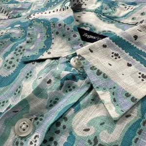 ERMENEGILDO ZEGNA SPORT MENS MEDIUM CASUAL SPORT SHIRT LINEN FLORAL PRINT - Picture 1 of 12