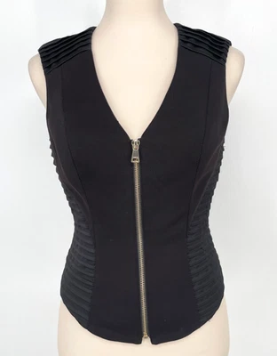 Bebe Mujer Talla 4 Kirstie Pintuck Negro Cremallera Cerrado Chaleco Chaleco Sin Mangas Foto 1 de 4