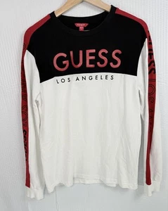 Camiseta Guess Hombre Manga Larga Logo Bloque de Color Cuello Redondo Talla Pequeña Inspirada en los Años 90 - Imagen 1 de 7