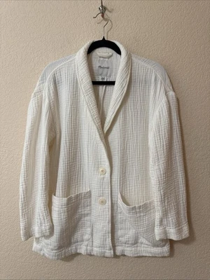 Madewell Women Dorset Super soft Lightspun Double Gauze Blazer Ivory Oversized L - Image 1 of 4