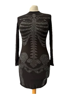 Leg Avenue Rhinestone Skeleton Dress Costume Size S Long Sleeve Short Polyester - Picture 1 of 12