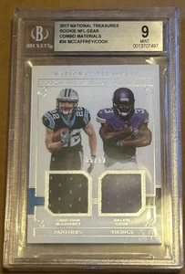 CHRISTIAN MCCAFFREY DALVIN COOK 2017 NATIONAL TREASURES ROOKIE PATCH /99 BGS 9 - Foto 1 di 1