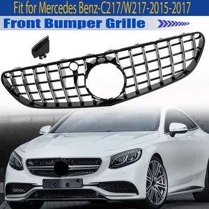 Chrome+Black Front GT Grille For Mercedes Benz C217 W217 S63 S65 Coupe 2015-2017 - Picture 1 of 10