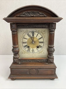 HAC Antique Dark Wood 8 Day Striker Mantle Clock - In Need of Servicing - Picture 1 of 18
