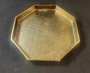 Messing Sechseck Dekorative Mitte Akzent Tablett 8" Strukturiert Metall Medium 1" Tief - Bild 1 von 4