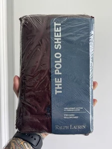 Ralph Lauren The Polo Sheet Maroon Supima Cotton Polo Pony King Pillowcases NOS - Picture 1 of 9