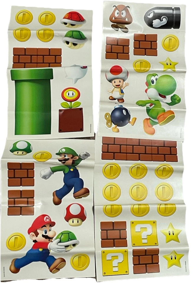 Nintendo Super Mario Bros Luigi Yoshi Toad 45 calcomanías pegatinas decoraciones Foto 1 de 1