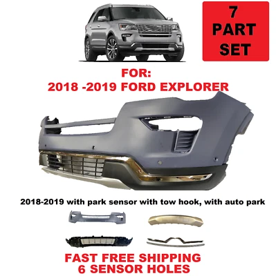for 2018 2019 ford explorer front bumper cover set upper lower with AUTO PARK - Image 1 of 4