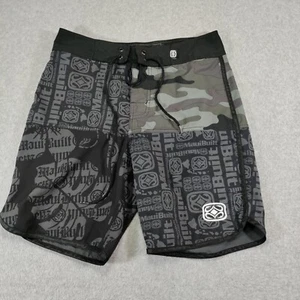 Baúl de natación Maui Built Board Shorts para hombre 30 negro estampado camuflado solapa bolsillo - Imagen 1 de 8