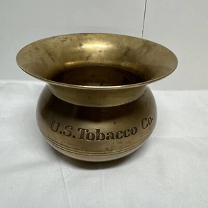 Vintage Messing Mini U.S. Tobacco Co Spucke Esche Tablett Dekoratives Stück 7 1/2 Zoll t - Bild 1 von 9