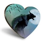 Heart MDF Coasters - Werewolf Halloween Scary Moon Bats  #46417