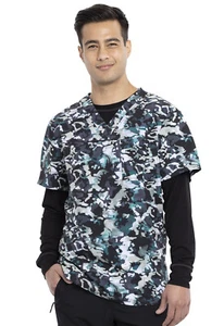 Cool Down Camo Cherokee Scrubs Infinity Mens V Neck Top CK920 CLDC - Picture 1 of 6