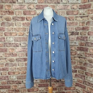 & Other Stories Denim Shacket Shirt Womens Small Oversize Mid Blue 100% Cotton - Picture 1 of 13