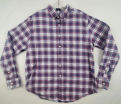 Camisa de franela con botones Bills Khakis para hombre manga larga talla XL roja azul a cuadros Foto 1 de 4