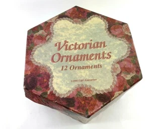 12 Victorian Christmas Angels Floral Ornaments Decoupage Ribbons Original Box - Picture 1 of 7