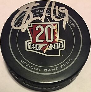 SHANE DOAN SIGNED ARIZONA COYOTES 20TH ANNIVERSARY GAME PUCK AUTOGRAPH