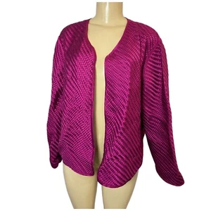 Chico's Design Women Magenta Pink Open Cardigan Blazer Silk Size Large - Picture 1 of 4
