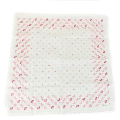 CELINE: Blanco, Algodón Corazones Logo Bolsillo/Bolso Bufanda/Bandana 19" x 19" (oo) Foto 1 de 4