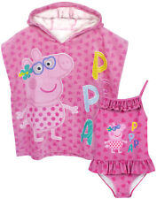 Conjunto de traje de baño y poncho de toalla con capucha Peppa Pig para niñas