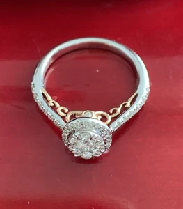 Anello di fidanzamento Alone Oro Bianco 14K G/VS Naturale 1.06CT Design Diamante Rotondo NUOVO - Foto 1 di 16