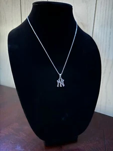 New York Yankees Necklace - MLB - Baseball - 20" Dainty Silver Chain - NY Chain - Picture 1 of 3