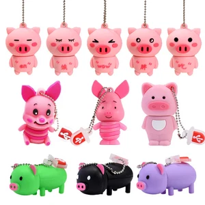 Cute Pig USB Flash Drives 64GB Free Chain Pink Swine USB Stick Pendrive Storage - Afbeelding 1 van 32
