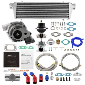 T3 T4 T04E Universal Turbo Oil Line&Wastegate&Turbo Intercooler&BOV Kit - Picture 1 of 11