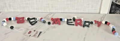 Guirnalda de árbol de Navidad Be Merry fiesta banderín interior fieltro 56" lazos ¡Nueva! BxPP Foto 1 de 4