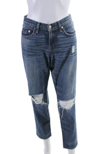 Rag & Bone Jean  3x1 NYC Womens Cotton Distressed Boyfriend Jeans Blue Size 26 - Picture 1 of 6