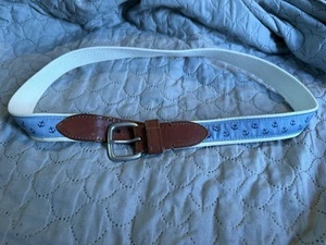J.Crew Herren Gürtel Anker hellblau Gr. 34 Maritim Strand Ozean Leder geflochten - Bild 1 von 7