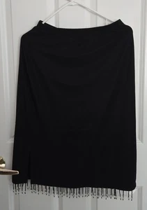 Vintage Y2K Womens Black Beaded Mini Skirt Fringe Size Medium New with tags - Picture 1 of 8