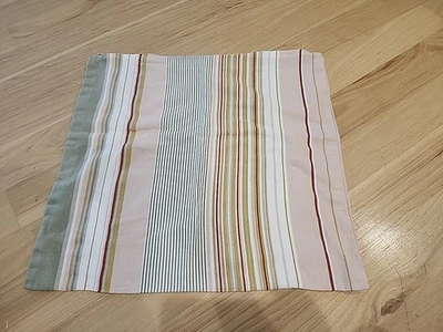 IKEA Cotton 19x19" Pillow Cover Pink Green Striped Euc - Image 1 of 4