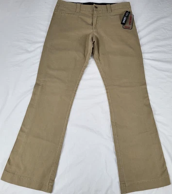 Pantalones PERISCOPE para mujer talla 9 tono caqui tiro bajo frente plano estilo chino lona Foto 1 de 4