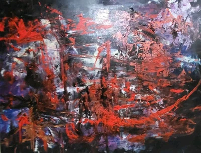 "Muchos" Original Outsider Acrílico Sobre Lienzo Trabajo Abstracto Foto 1 de 4