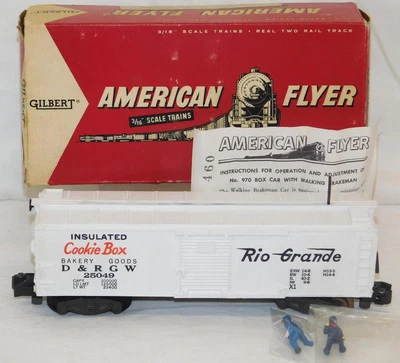 BOXED American Flyer 25049 DRGW Rio Grande lns Cookie Box Car Walking Brakeman - Image 1 of 4