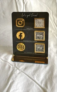 MULTI BUSINESS QR CODE SCANNING SIGN SOCIAL MEDIA BOARD PLAQUE RECTANGLE BLACK - Picture 1 of 7