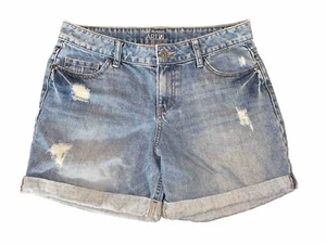 Apt 9 Denim Jean Shorts Sz 10 Distressed Faded High Rise Cuffed Cutoff - Picture 1 of 5