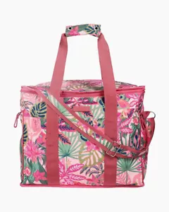 NWT VERA BRADLEY LARGE INSULATED COOLER BAG W/SHOULDER STRAP PINK RAINFOREST - Picture 1 of 8