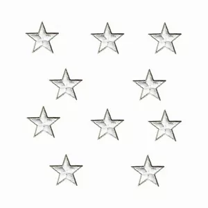 Silver Star Patches (5-Pack) Star Embroidered Iron On Patch 1.75 Inch - Picture 1 of 3