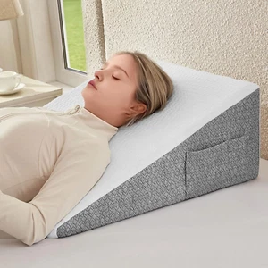 Wedge Pillow for Sleeping & Resting, 24"X24"X10" Memory Foam Cushion with Grey a - Picture 1 of 5