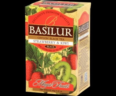 40 g de té delicioso té negro fresa albahaca 20 bolsitas de té frutas mágicas de Ceilán Foto 1 de 4