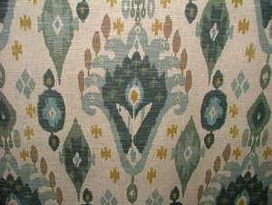 iLiv Boho Glacier Ikat Linen Blend Cotton Curtain Upholstery Cushion Fabric - Picture 1 of 19
