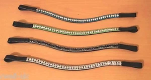 DESIGNER BLING!*Leder mega-glitzerndes Stirnband*3-reihige Kristalle*Dressur *SCHWARZ* - Bild 1 von 7