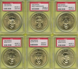 BANDAI COIN LOT 6) SABERHAGEN JOYNER CARTER DAVIS SCOTT 1990 PSA 8 GRADED *TPHLC - Picture 1 of 6