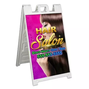 CUSTOMIZABLE HAIR SALON Signicade 24x36 Aframe Sidewalk Sign Banner Decal - Picture 1 of 9