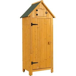 Tool Storage Cabinet, Wooden Fir Garden Shed with Single Storage Door Natural - Picture 1 of 7